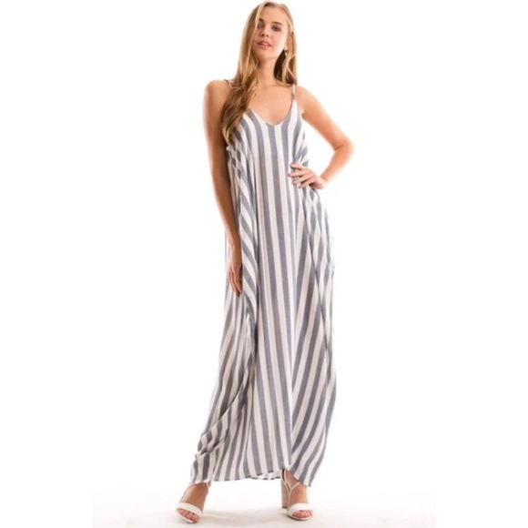Dresses & Skirts - Harem Maxi Dress in Stripe With Pockets S M L